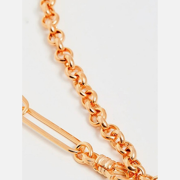 SALE Nwot Maison Irem "Emily" Necklace, Mixed Chain 18k Flash Finish Yellow Gold - Picture 4 of 6